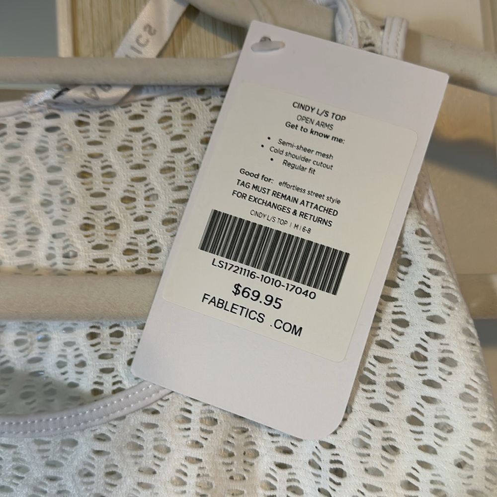 Fabletics white cold shoulder top. Size large. NWT - Picture 2 of 4